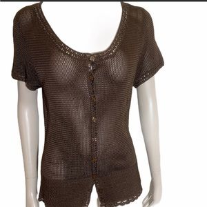 Emma James Petite Brown "Knit" Top